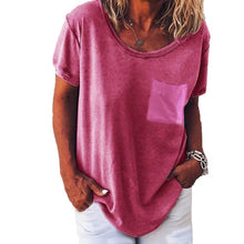 Load image into Gallery viewer, Lipswag 5XL Women Loose Solid linen Blouse Casual O-Neck Short Sleeve Blouses Shirt Summer Pockets Femme Blusa Tops Plus Size