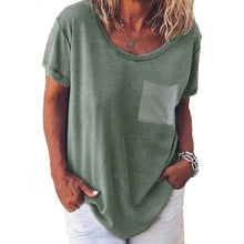 Load image into Gallery viewer, Lipswag 5XL Women Loose Solid linen Blouse Casual O-Neck Short Sleeve Blouses Shirt Summer Pockets Femme Blusa Tops Plus Size