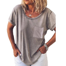 Load image into Gallery viewer, Lipswag 5XL Women Loose Solid linen Blouse Casual O-Neck Short Sleeve Blouses Shirt Summer Pockets Femme Blusa Tops Plus Size