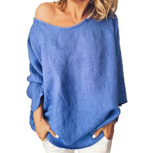 Load image into Gallery viewer, Lipswag 5XL Women Loose Solid linen Blouse Casual O-Neck Short Sleeve Blouses Shirt Summer Pockets Femme Blusa Tops Plus Size