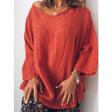 Load image into Gallery viewer, Lipswag 5XL Women Loose Solid linen Blouse Casual O-Neck Short Sleeve Blouses Shirt Summer Pockets Femme Blusa Tops Plus Size
