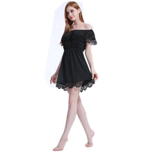 Load image into Gallery viewer, 2019 Summer New Fashion Women Elegant Stylish Sexy Slash Neck Casual Vintage Sweet Lace White Dress Slim Beach Sundress Vestidos